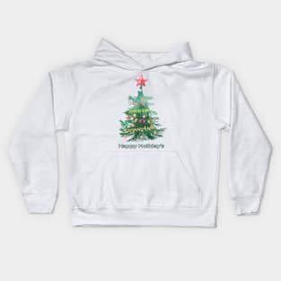 Happy Holidays Christmas Tree Kids Hoodie